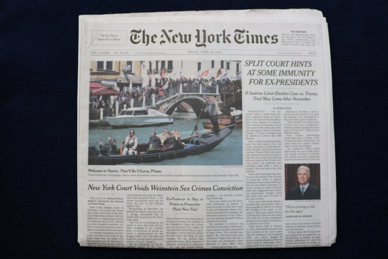 2024 APRIL 26 NEW YORK TIMES - SPLIT COURT HINTS AT SOME IMMUNITY EX-PRESIDENTS