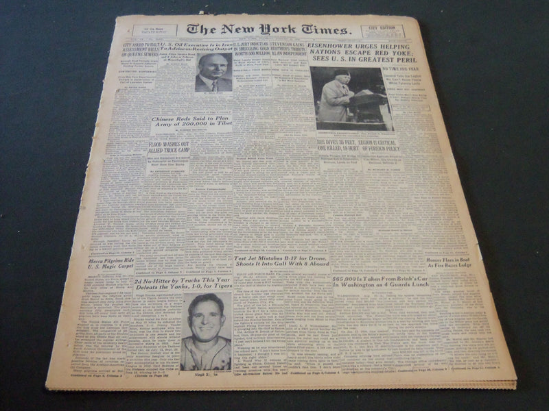 1952 AUGUST 26 NEW YORK TIMES - 2D NO-HITTER BY TRUCKS THIS YEAR - NT 5792