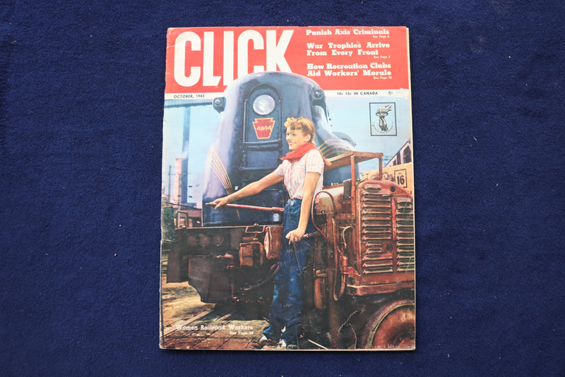 1943 OCTOBER CLICK MAGAZINE - WOMEN RAILROAD WORKERS COVER-BETTY GRABLE- E 23415