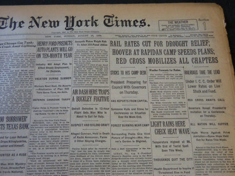 1930 AUGUST 10 NEW YORK TIMES - RAIL RATES CUT FOR DROUGHT RELIEF - NT 5656