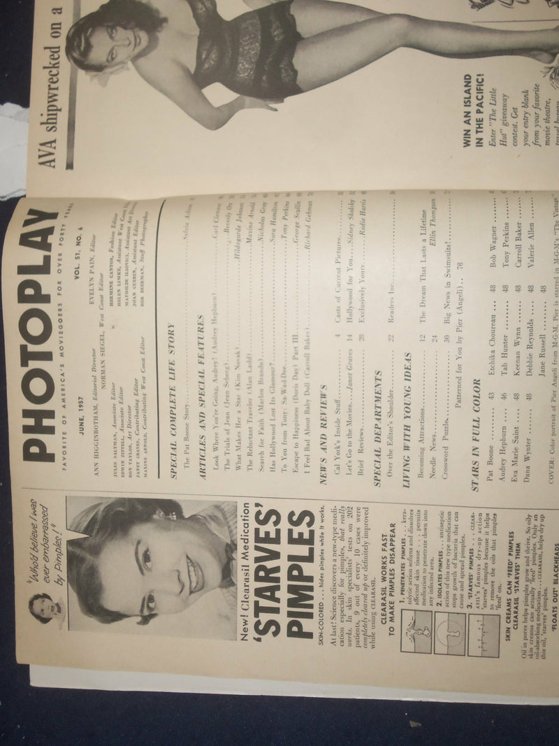 1957 JUNE PHOTOPLAY MAGAZINE - PIER ANGELI FRONT COVER - ST 5503C