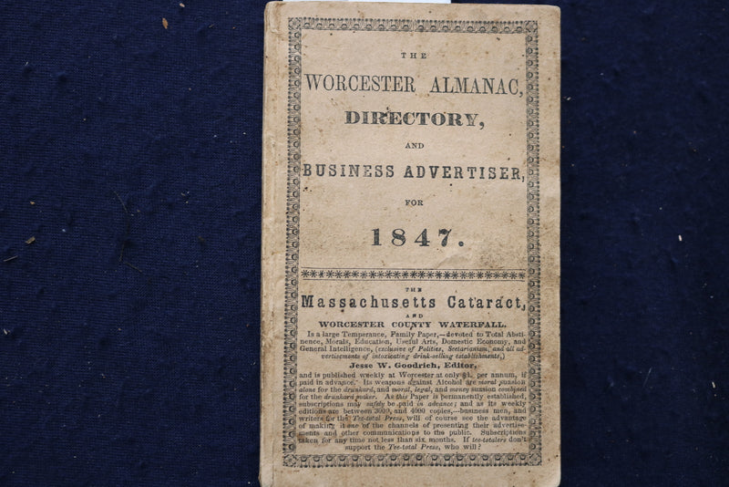 1842-1849 WORCESTER BUSINESS DIRECTORY AND ADVERTISER - LOT OF 6 - KD 9550