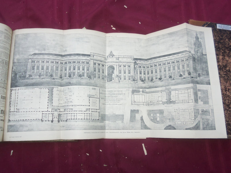 1911 JAN-DEC THE BUILDER U. K. MAGAZINE BOUND VOLUMES - 2 VOLS - FOLD OUTS- C 34