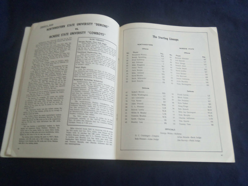 1977 NOV 5 COLLEGE GAME PROGRAM - NW STATE UNIV VS MCNEESE STATE UNIV - ST 6044H