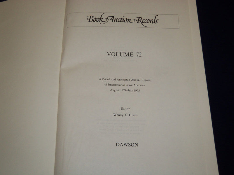 1974-1979 BOOK AUCTION RECORDS LOT OF 6 VOLUMES 72-76 + GENERAL INDEX - KD 3173