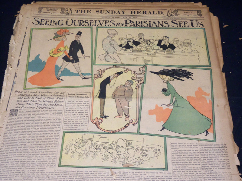 1908 THE BOSTON HERALD SUNDAY MAGAZINE SECTIONS LOT OF 21 - NICE PHOTOS - UP 92