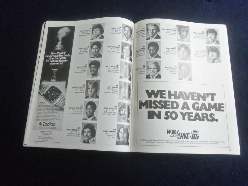 1972 OCT 26 FOOTBALL PROGRAM - UNIVERSITY OF MICHIGAN VS UNIV MINNESOTA- ST 7181