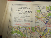 1940'S BACON'S LARGE PRINT MAP OF LONDON AND SUBURBS - LINEN BACKED - K 2022