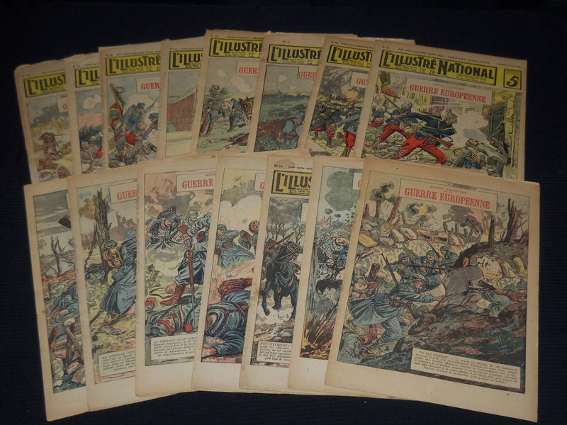 1914-1916 L'ILLUSTRE NATIONAL GUERRE EUROPEENNE MAGAZINE LOT OF 15 - O 2922C
