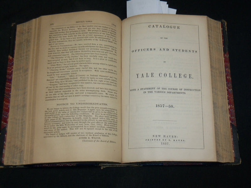 1857-1858 YALENSIA THE YALE LITERARY MAGAZINE BOUND VOLUME NO. 23 - KD 6042