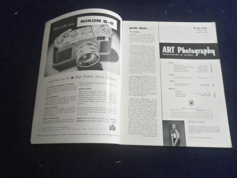 1956 FEBRUARY ART PHOTOGRAPHY MAGAZINE - NICE PHOTOGRAPHS & STORIES - SP 7492E