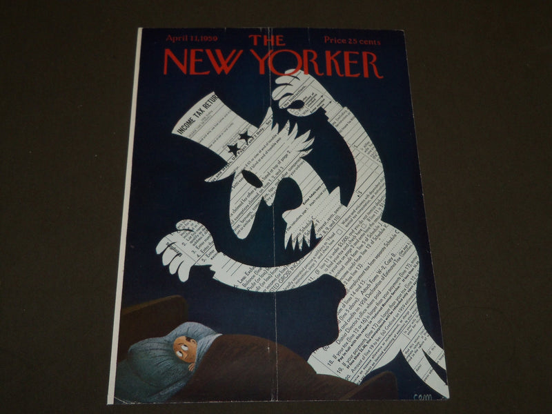 1959 APRIL 11 NEW YORKER MAGAZINE FRONT COVER ONLY - GREAT ART FOR FRAMING