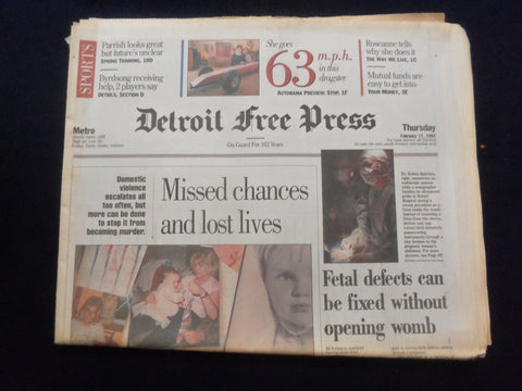 1994 FEB 17 DETROIT FREE PRESS NEWSPAPER - FETAL DEFECTS CAN BE FIXED - NP 7229
