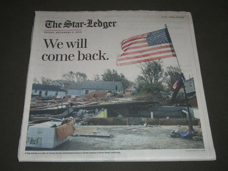 2012 NOVEMBER 2 THE STAR-LEDGER NEWSPAPER - WE WILL COME BACK - NP 2450