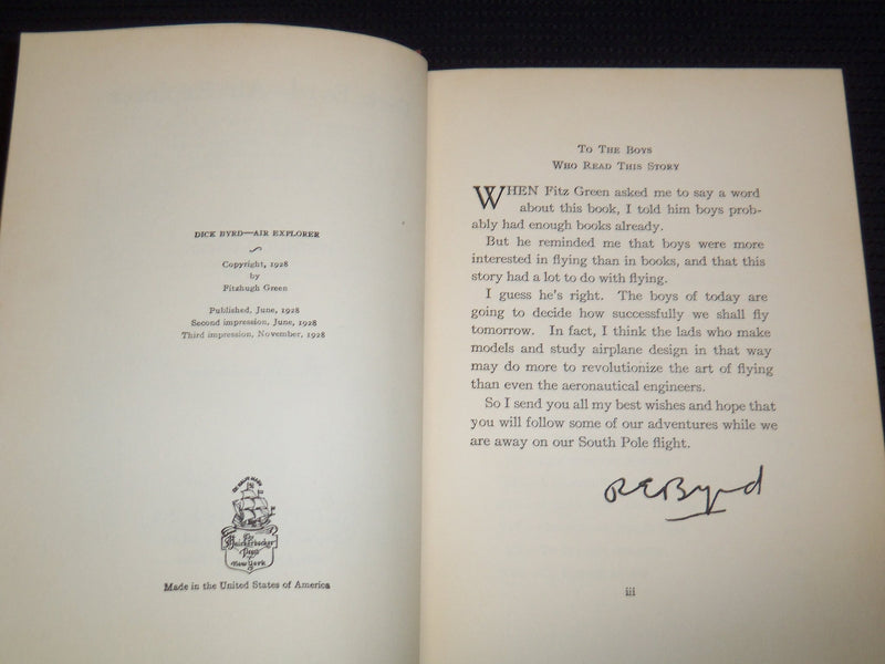 1928 DICK BYRD AIR EXPLORER HARDCOVER BOOK BY FITZHUGH GREEN - KD 7652