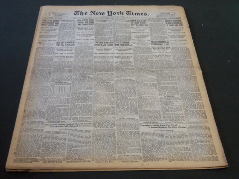 1930 JUNE 6 NEW YORK TIMES - AIR LINER PLUNGES 15 INTO BOSTON BAY - NT 5743