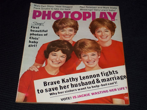 1968 APRIL PHOTOPLAY MAGAZINE - THE LENNON SISTERS FRONT COVER - E 16683
