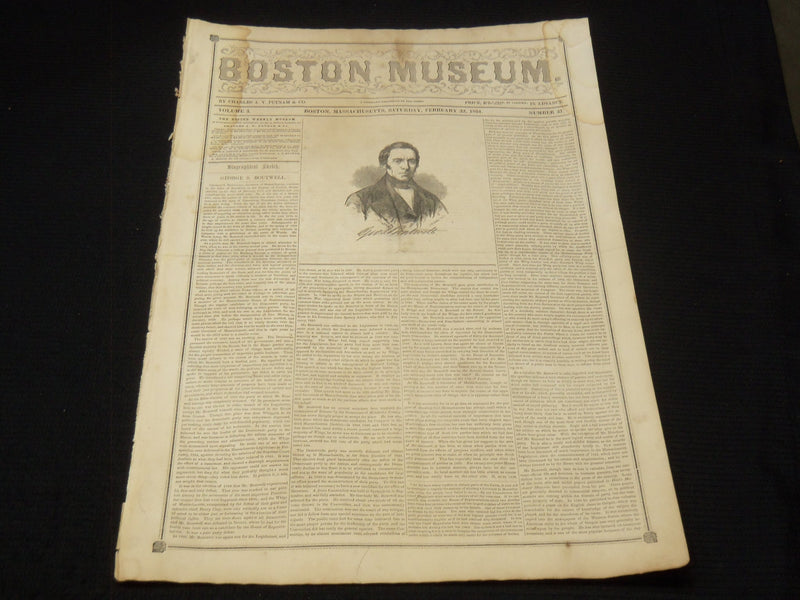 1851 FEBRUARY 22 BOSTON MUSEUM NEWSPAPER - GEORGE BOUTWELL - TURKISH - NP 9032