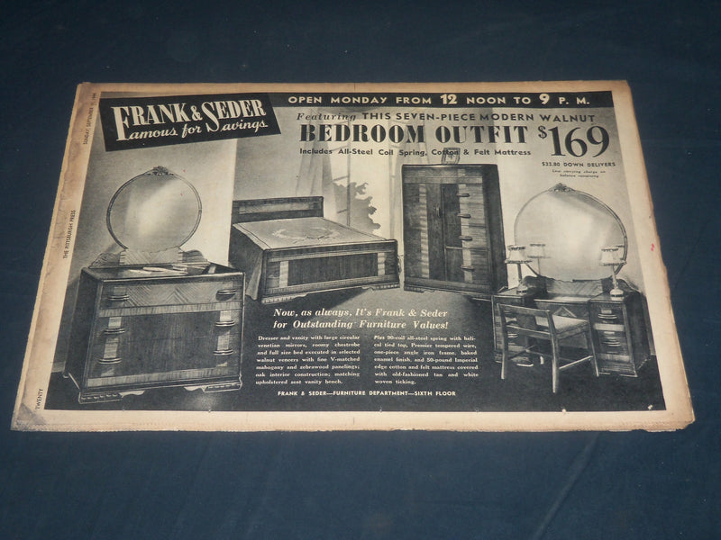 1944 SEPT 17 PITTSBURGH PRESS SUNDAY ROTO SECTION - ADMIRAL SPRUANCE - NP 4470