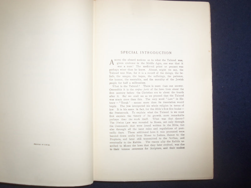 1939 HEBRAIC LITERATIVE HARDCOVER BOOK - TRANSLATIONS FROM THE TALMUD - KD 9130