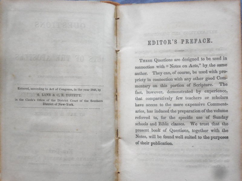 1848 QUESTIONS ON THE ACTS OF THE APOSTLES HARDCOVER BOOK BY REV. PEIRCE - K 304