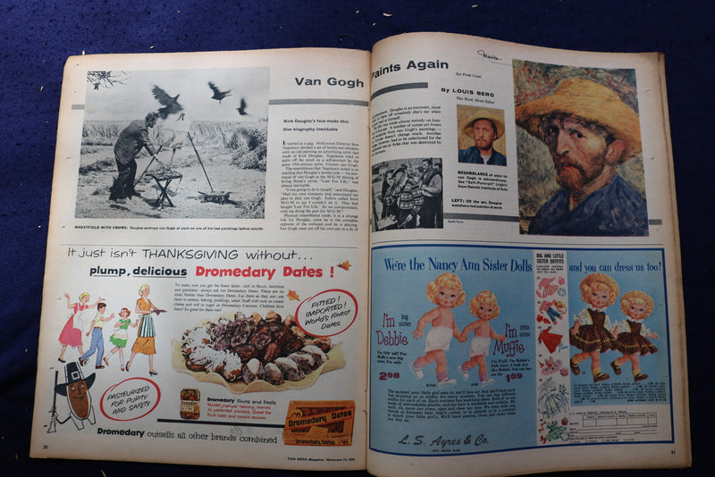 1955 NOVEMBER 13 THIS WEEK MAGAZINE - KIRK DOUGLAS AS VAN GOGH COVER - E 22905