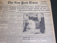 1952 NOVEMBER 7 NEW YORK TIMES - EISENHOWER WILL MEET TRUMAN - NT 7042