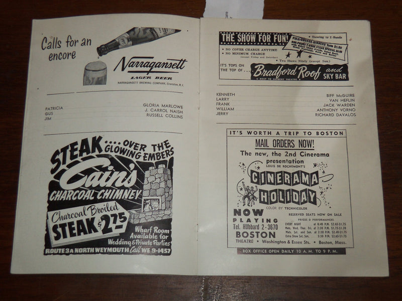 1950'S COLONIAL THEATRE PROGRAMS LOT OF 2 - BOSTON - K 1186