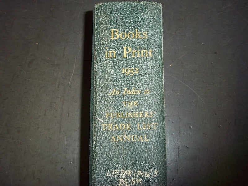 1952 BOOKS IN PRINT INDEX TO THE PUBLISHERS' TRADE LIST ANNUAL BOOK - KD 873
