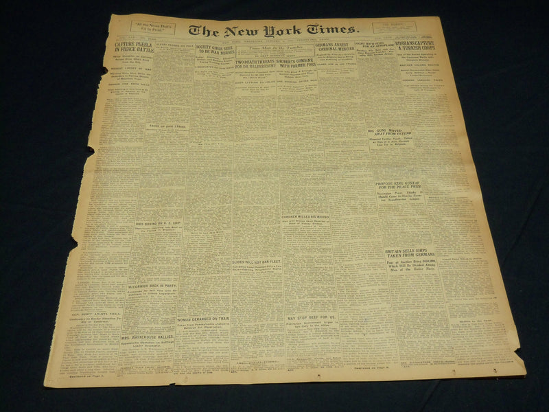 1915 JANUARY 6 NEW YORK TIMES - GERMANS ARREST CARDINAL MERCIER - NT 7816