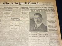 1917 JUNE 13 NEW YORK TIMES - CONSTANTINE GIVES UP GREEK THRONE - NT 7794