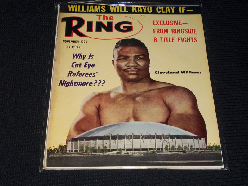 1966 NOVEMBER THE RING MAGAZINE - CLEVELAND WILLIAMS FRONT COVER - E 3938
