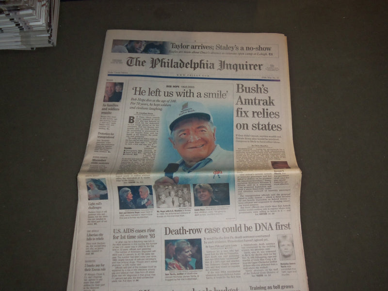 2003 JULY 29 PHILADELPHIA INQUIRER NEWSPAPER - BOB HOPE DIED 1903-2003 - NP 3117