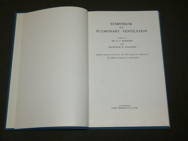 1959 SYMPOSIUM ON PULMONARY VENTILATION BOOK EDITED BY HARBORD & WOOLMER-KD 6065