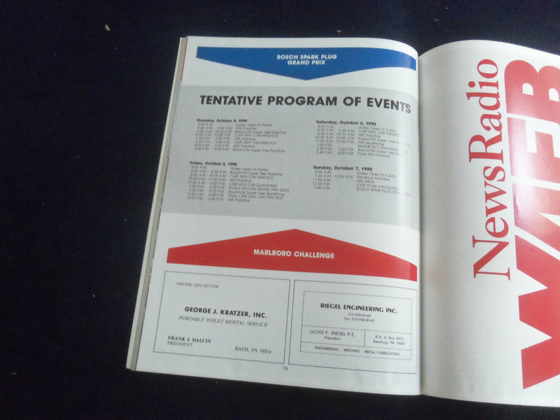 1990 OCTOBER 5-7 BOSCH SPARK PLUG GRAND PRIX RACING PROGRAM - SP 3990X