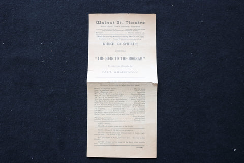 1905 MARCH 20 WALNUT ST. THEATRE PROGRAM - THE HEIR TO THE HOORAH - K 1991