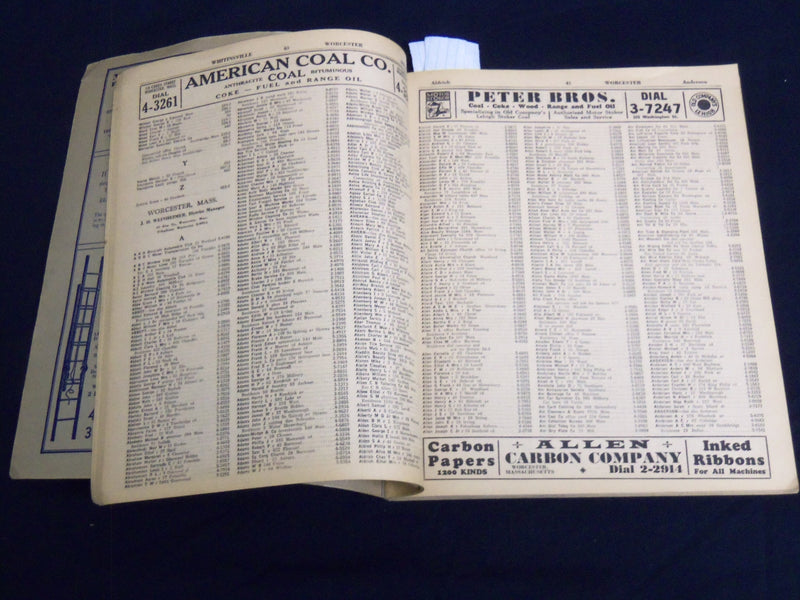1933 JUNE WORCESTER DISTRICT TELEPHONE DIRECTORY BOOK - J 8804
