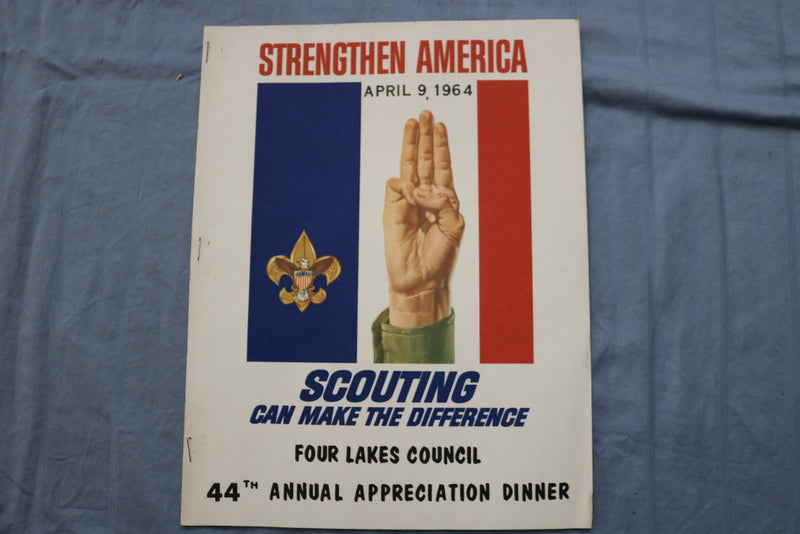 1964 APR 9 STRENGTHEN AMERICA FOUR LAKES COUNCIL DINNER PROGRAMS-LOT OF 3-K 3217
