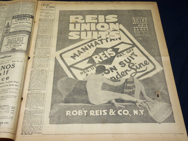 1916 NOVEMBER 8 NEW YORK TIMES - ELECTION CLOSE WILSON 264 HUGHES 251 - NT 7687