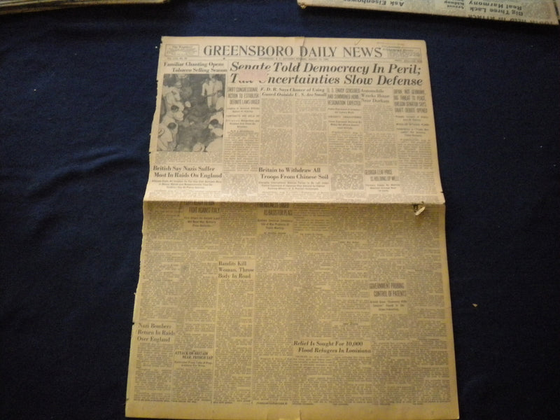 1940 AUGUST 10 GREENSBORO DAILY NEWS NEWSPAPER - DEMOCRACY IN PERIL - NP 6028