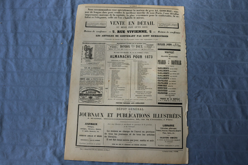 1872 OCTOBER 13 LE GRELOT NEWSPAPER- SA MAJESTE ORELIE-ANTOINE -FRENCH - NP 8603