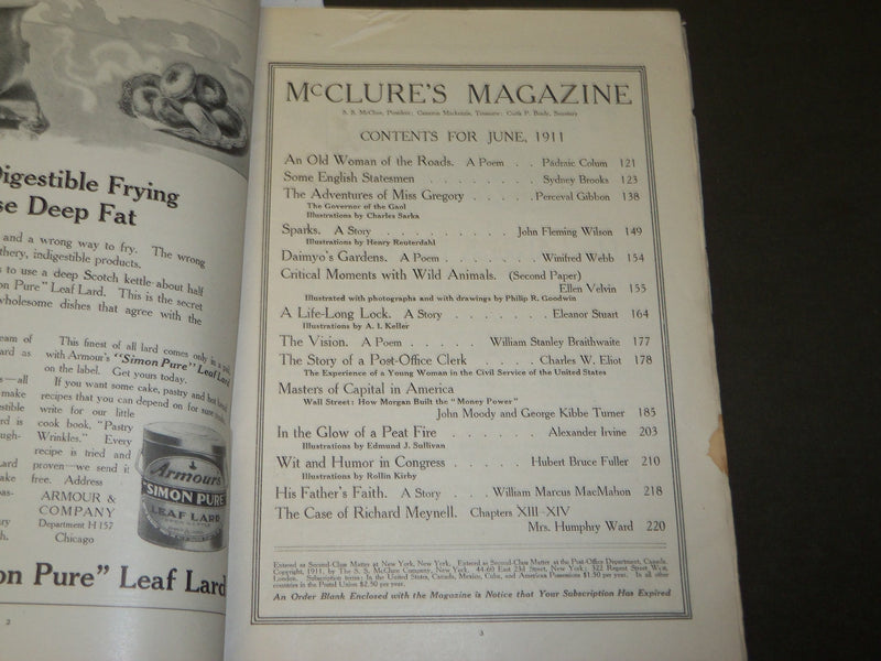 1911 JUNE MCCLURE'S MAGAZINE - COCA-COLA ADVERTISEMENT - NICE COVER - J 3686