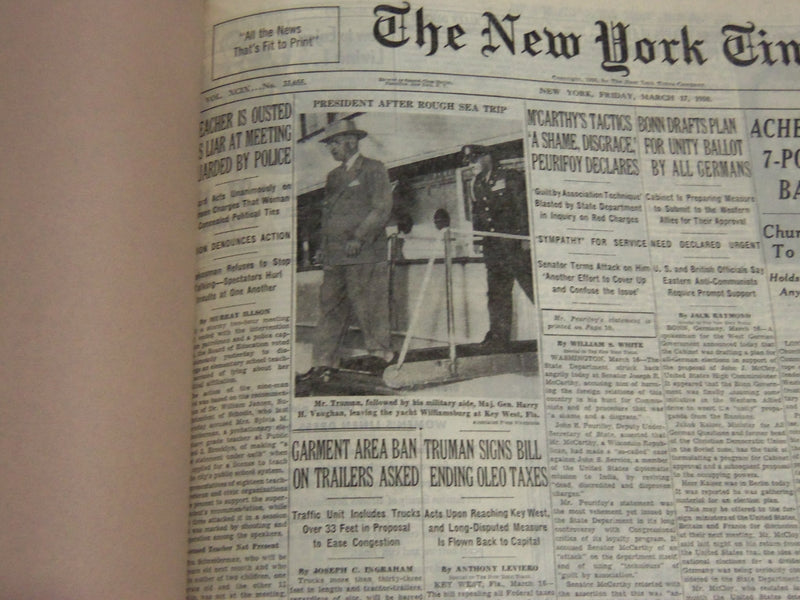 1950 MARCH 17 NEW YORK TIMES - M'CARTHY'S TACTICS A SHAME DISGRACE - NT 7044