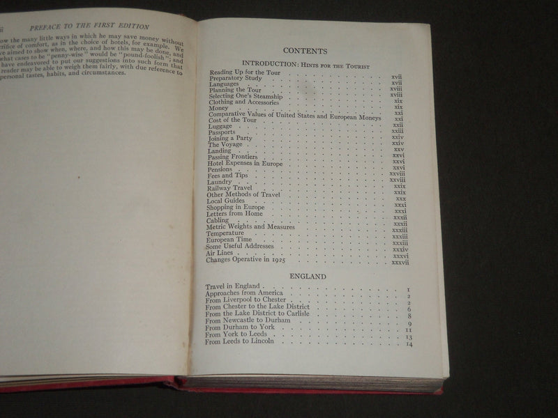 1925 A SATCHEL GUIDE TO EUROPE BOOK BY WILLIAM J. ROLFE - NICE MAPS - KD 4000