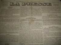 1837 JANUARY-JUNE LA PRESSE FRENCH NEWSPAPER BOUND VOLUME - SCIENCE - KD 1279I