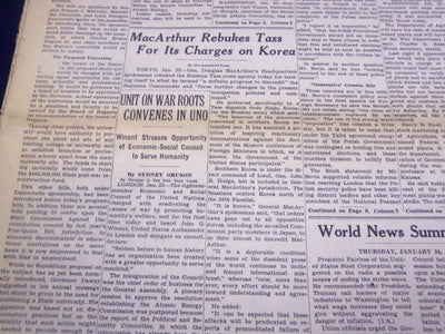 1946 JANUARY 24 NEW YORK TIMES - MACARTHUR REBUKES TASS - NT 3460