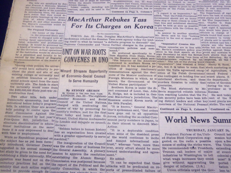 1946 JANUARY 24 NEW YORK TIMES - MACARTHUR REBUKES TASS - NT 3460