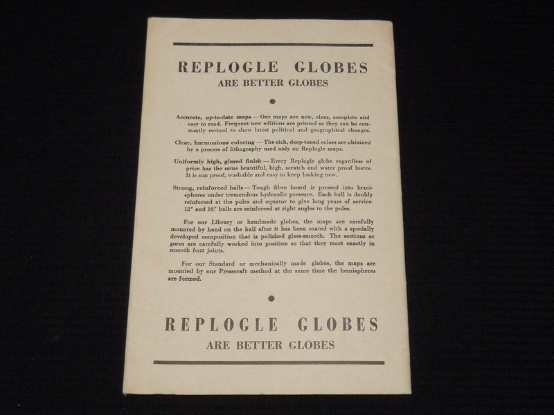 1940'S THE STORY OF THE GLOBE BOOK - REPLOGLE GLOBES - CHICAGO- K 547