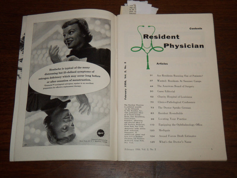 1956 FEBRUARY RESIDENT PHYSICIAN DIGEST MAGAZINE - HOSPITAL RESIDENT - K 1220