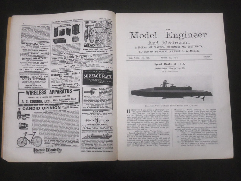 1914 APRIL 23 THE MODEL ENGINEER & ELECTRICIAN MAGAZINE - NICE ADS - ST 4452